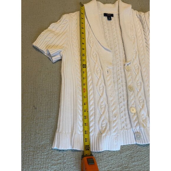 CHAPS Women Chunky Cotton Cable Knit Shawl Collar Cardigan Size XL 100% COTTON B - Picture 6 of 8